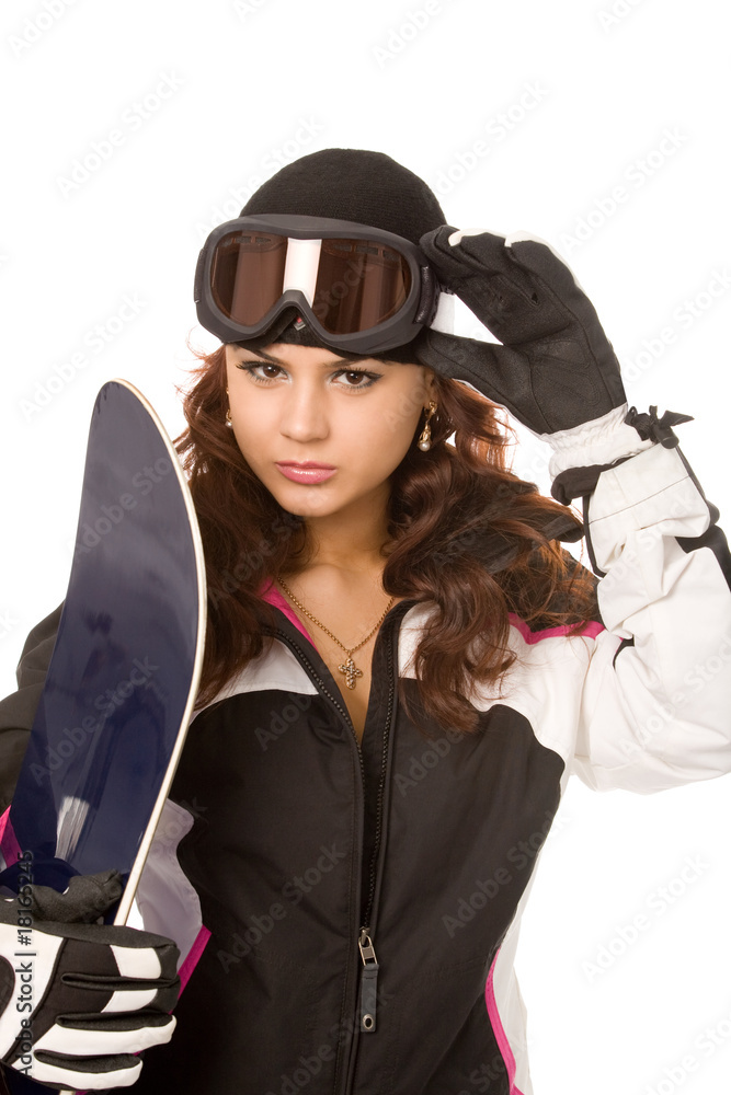 woman with snowboard woman with snowboard