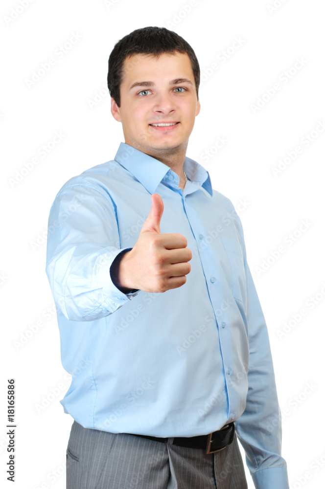 Businessman thumb up isolated on white background Businessman thumb up isolated on white background