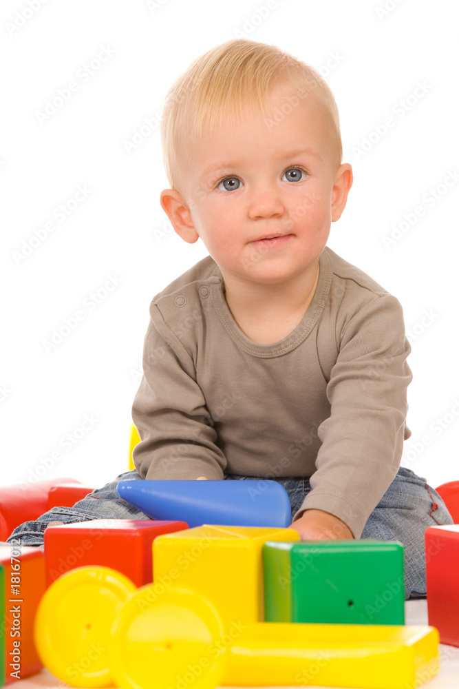 boy play with bricks boy play with bricks