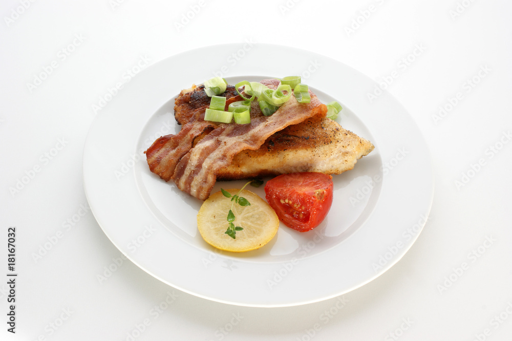 grilled carp fillet with potato and vegetable