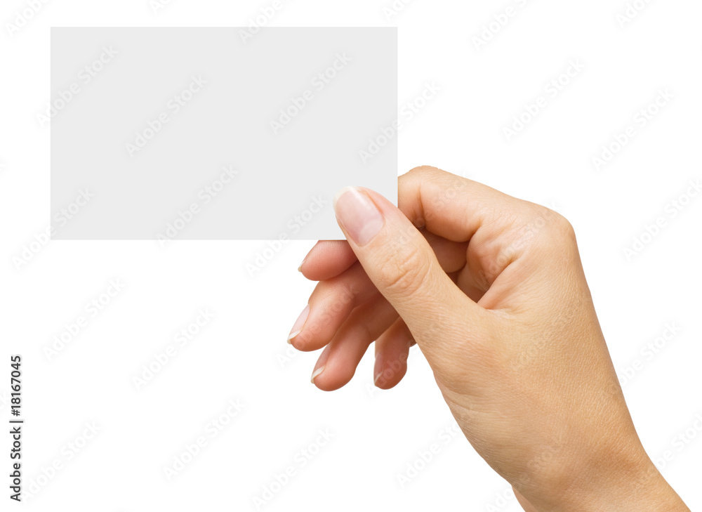 Obraz premium empty business card in a women's hand