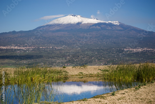 Canvastavla Mount Etna reflection