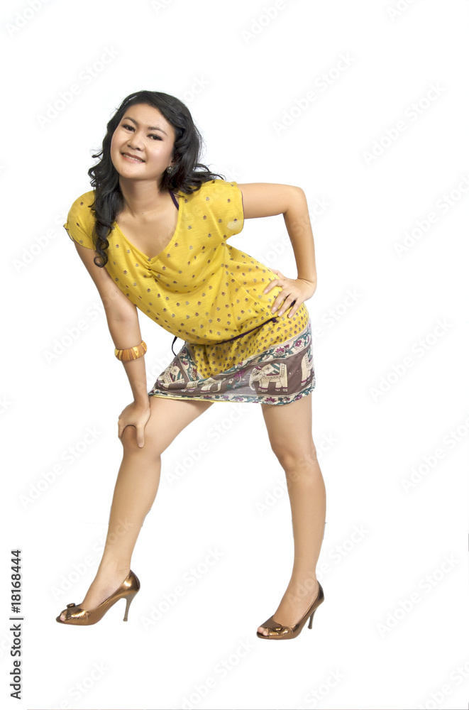Naklejka premium Full Body Portrait of Beautiful Asian Woman