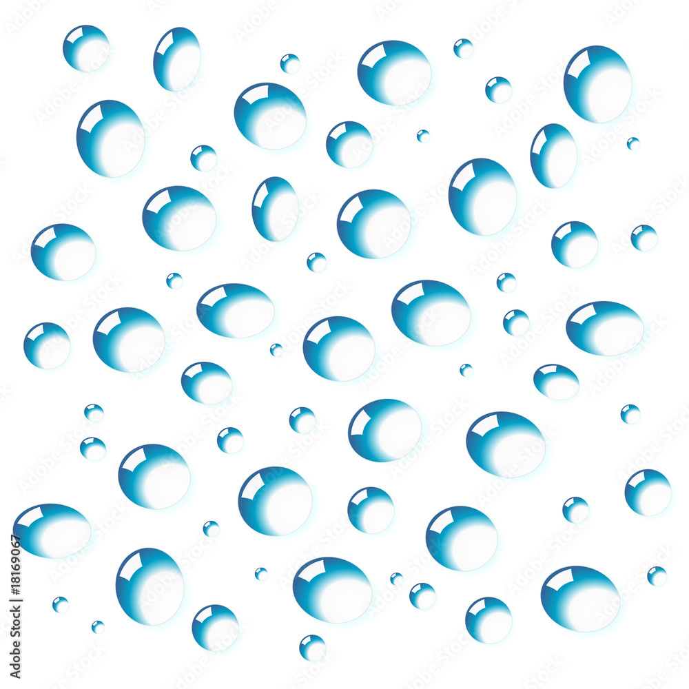 Water drops isolated over white square background