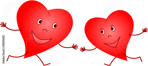 Hearts running to meet each other