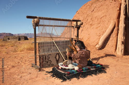 Small Girl Weaving Blanket
