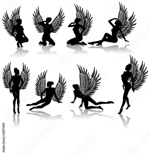 Dark fallen angel vector set