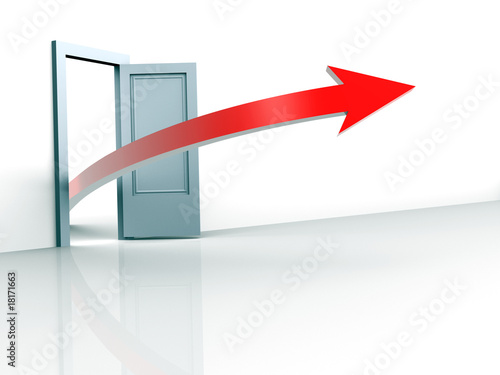 Open door and arrow