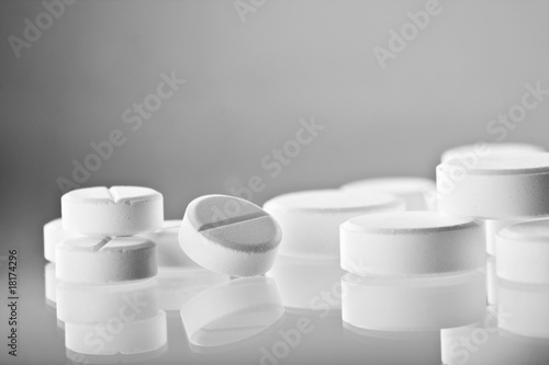 white pills closeup..