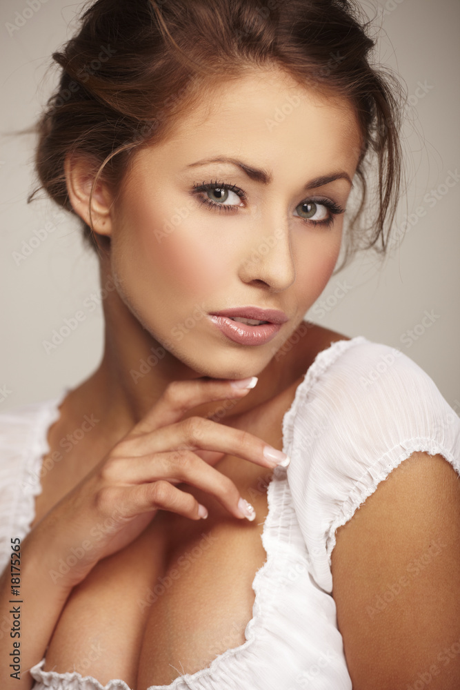 attractive young woman relaxing on white background attractive young woman relaxing on white background