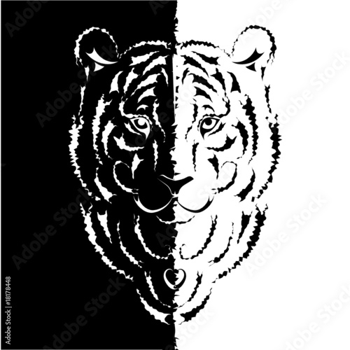 Fototapeta Naklejka Na Ścianę i Meble -  Tiger stylized silhouette, symbol 2010 year