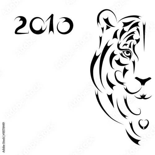Tiger stylized silhouette, symbol 2010 year