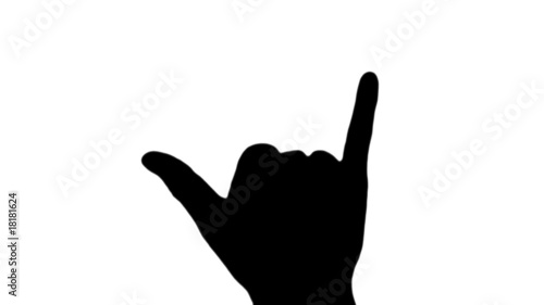 Hang loose sign in silhouette against white - HD photo