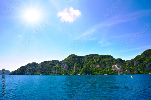 View from the sea on the tropical island