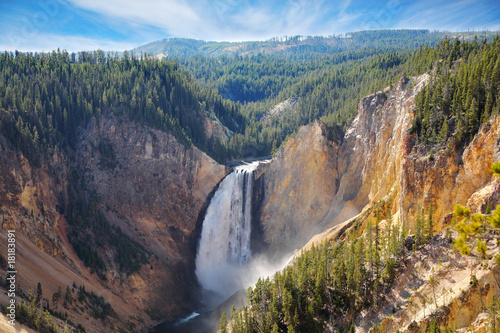 The well-known mountain falls  the river and forest