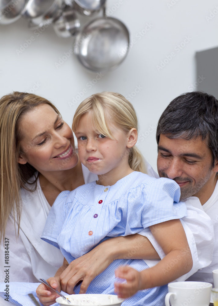 Daughter disliking food with her parents Daughter disliking food with her parents