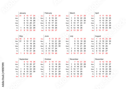Simple vector calendar for year 2010