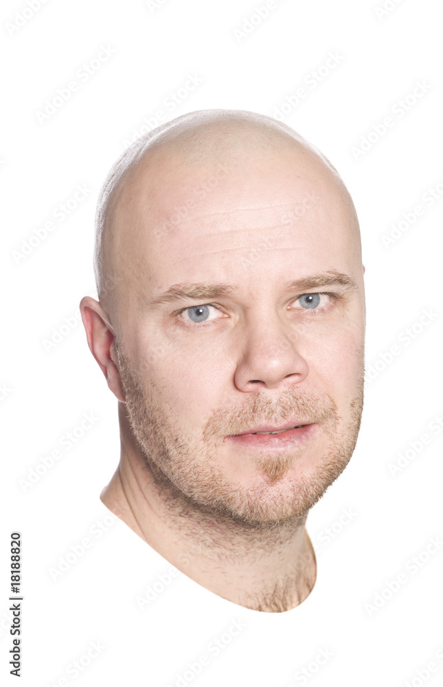 man shaving his head isolated on white man shaving his head isolated on white