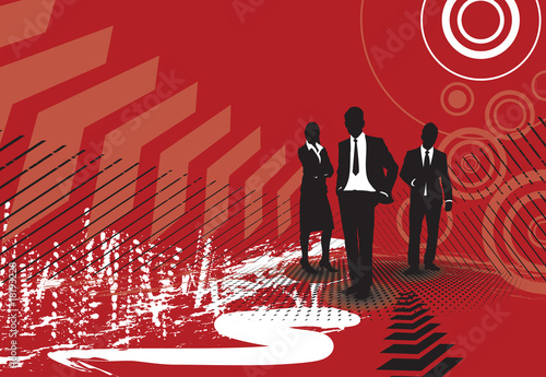 vector image of business people on a red background