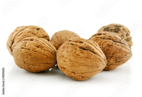 Close-up of a Walnut Fruits Isolated on White