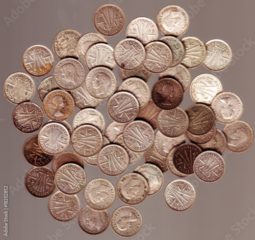 Картината върху платно old horde of coins vintage Australian coin threepence