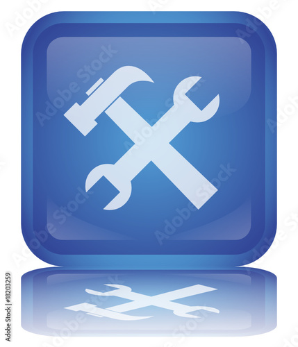 Bouton "Outils" -- "Tools" Button (square - vector - reflection)