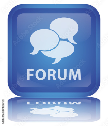 " Forum " Button (square - blue - vector - reflection)