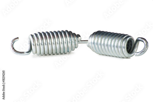 Two steel shiny springs. Isolated on white background.