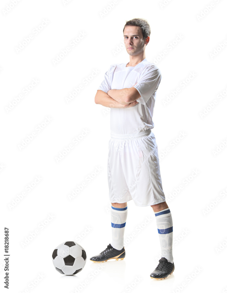 Football player with a soccer ball