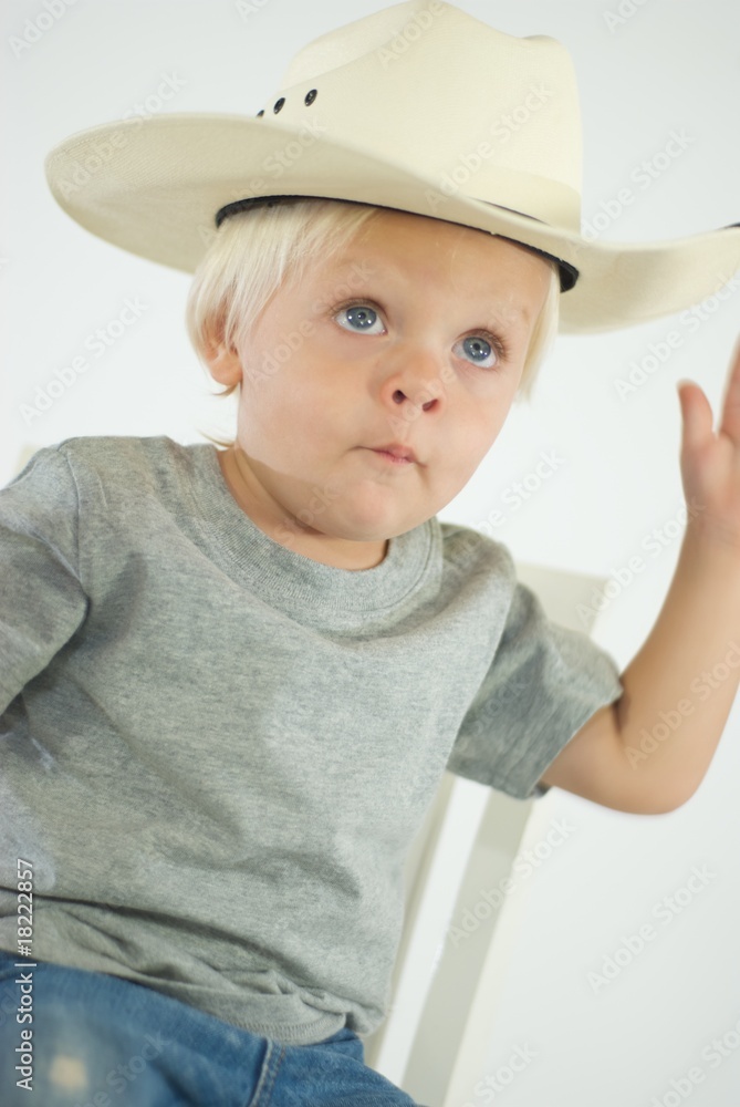 Blonde Boy Wearing White Cowboy Hat Stock Photo Adobe Stock