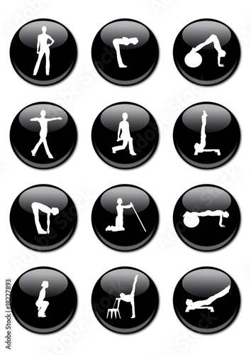 Botones siluetas fitness