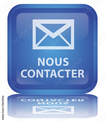 Bouton " Nous Contacter " (carré - bleu - vecteur - reflet)