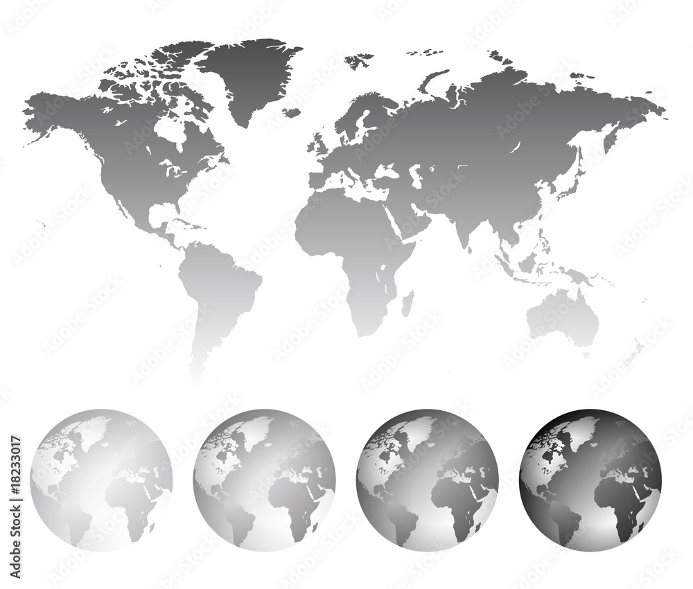 Fototapeta premium Map of the World and globes