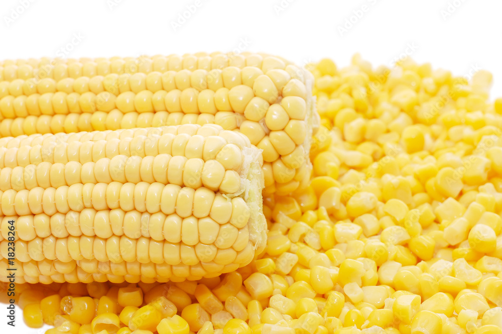 Ear of fresh corn and tinned corn Ear of fresh corn and tinned corn