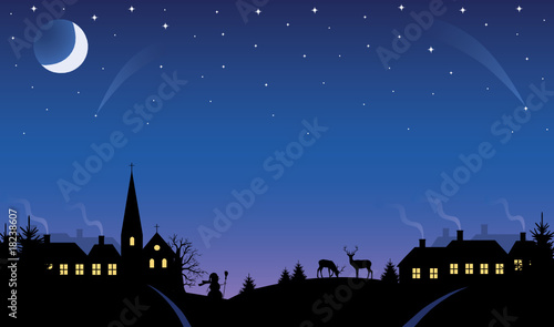 Village at night.