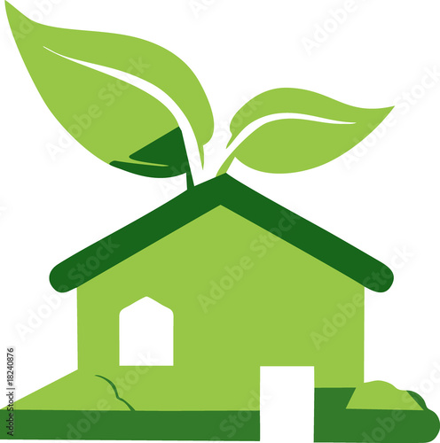 Green house with leaves