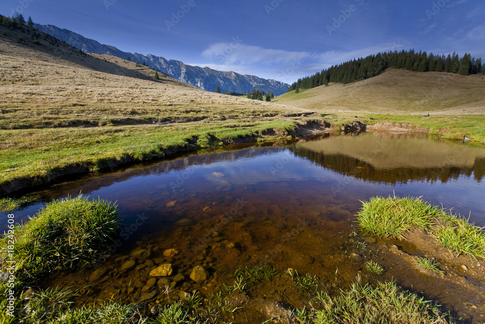 Autumn scenery in the mountains and lake reflection Autumn scenery in the mountains and lake reflection