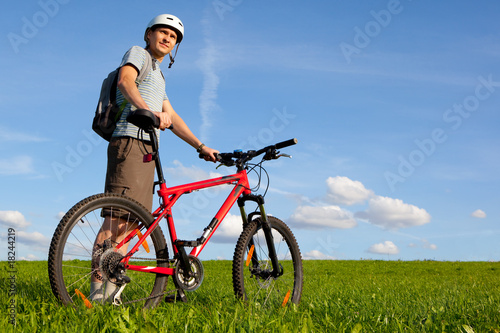 Men with mountain bike.