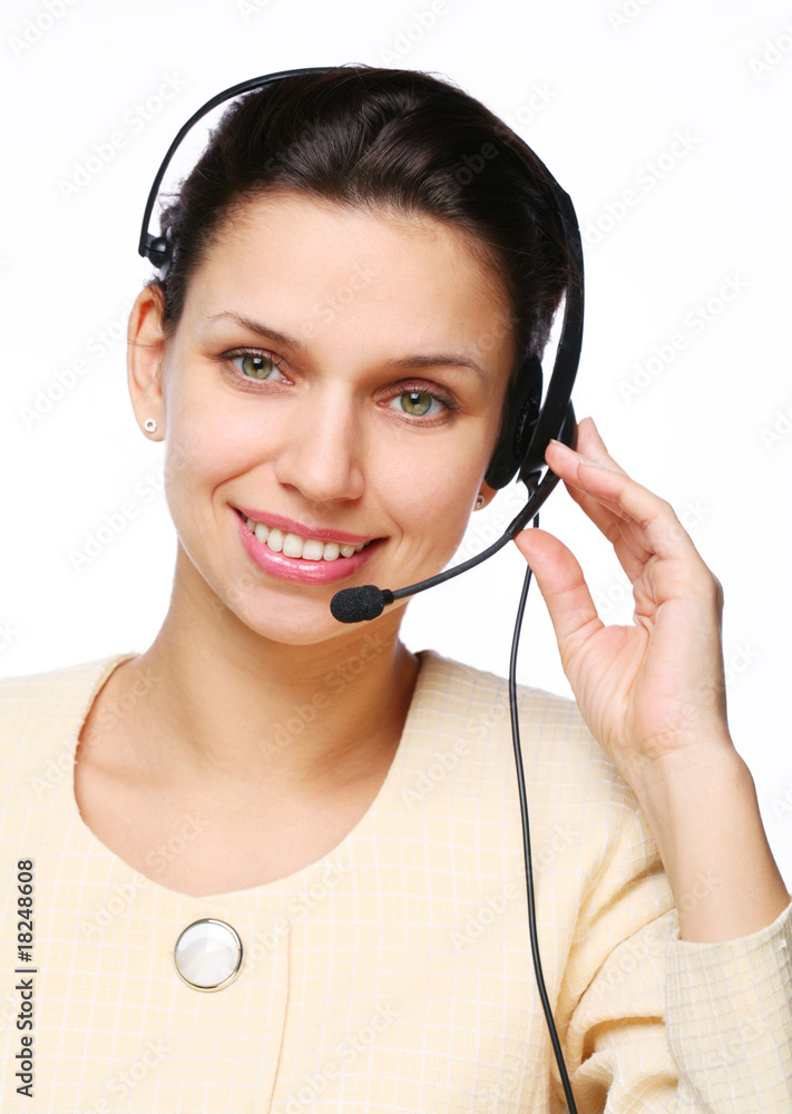 Smiling young woman - operator.Customer support. Smiling young woman - operator.Customer support.