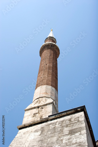 Small mosque minaret in Istanbul Turkey