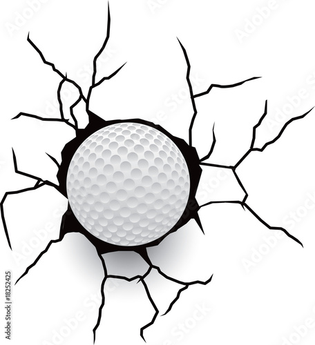 Golf ball in cracked wall