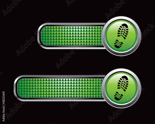 Shoeprint on green checkered banners