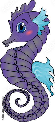 Cartoon sea horse. Hippocampus.