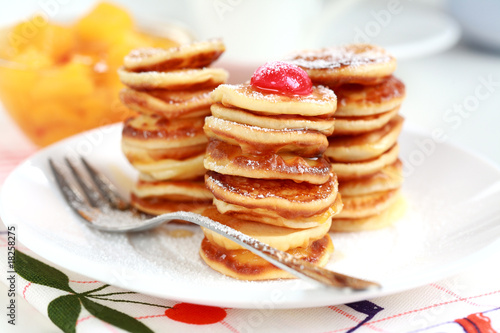 Sweet mini pancakes with pancake maker