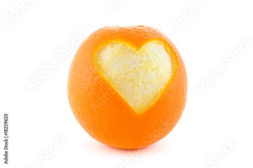Orange heart isolated on white