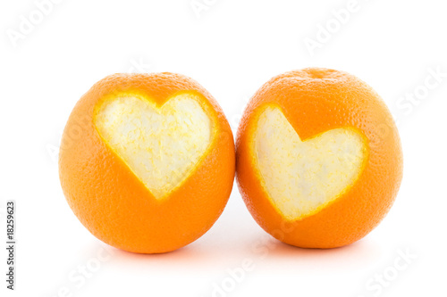 Two orange heart isolated on white