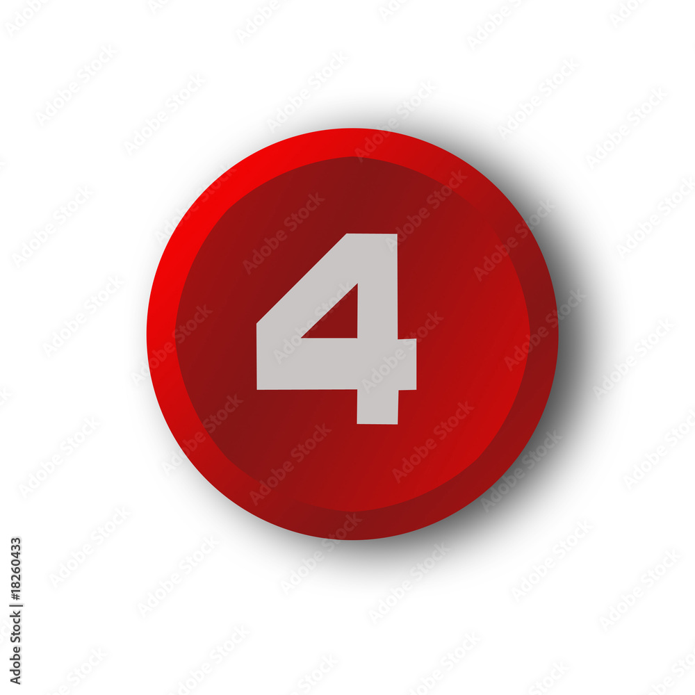 background; white background; four; 4; button; 3d background; white background; four; 4; button; 3d