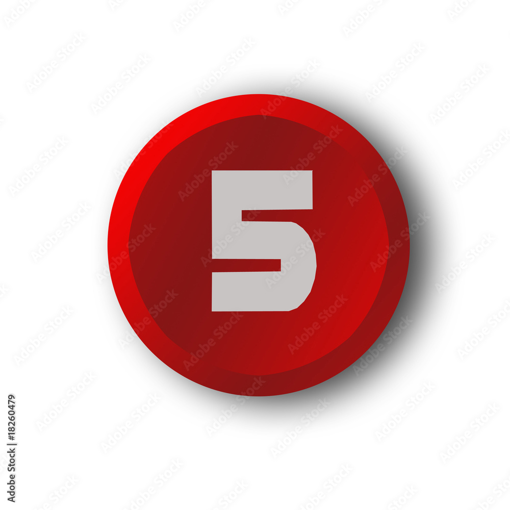 background; white background; five; 5; button; 3d background; white background; five; 5; button; 3d