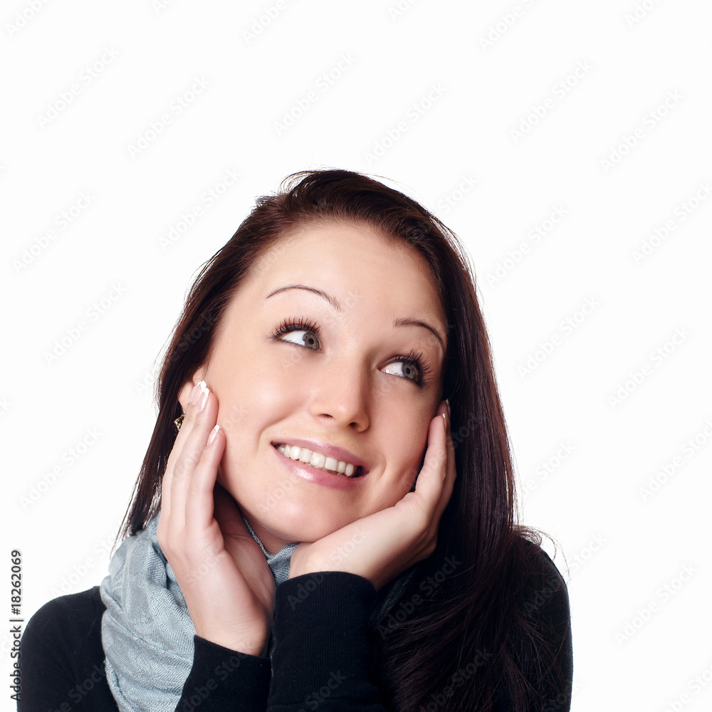 Girl looking at blank space - Close up portrait of a beautiful f Girl looking at blank space - Close up portrait of a beautiful f