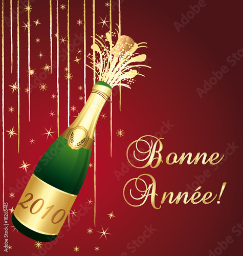 2010 Bonne année! Illustration rouge et or. photo